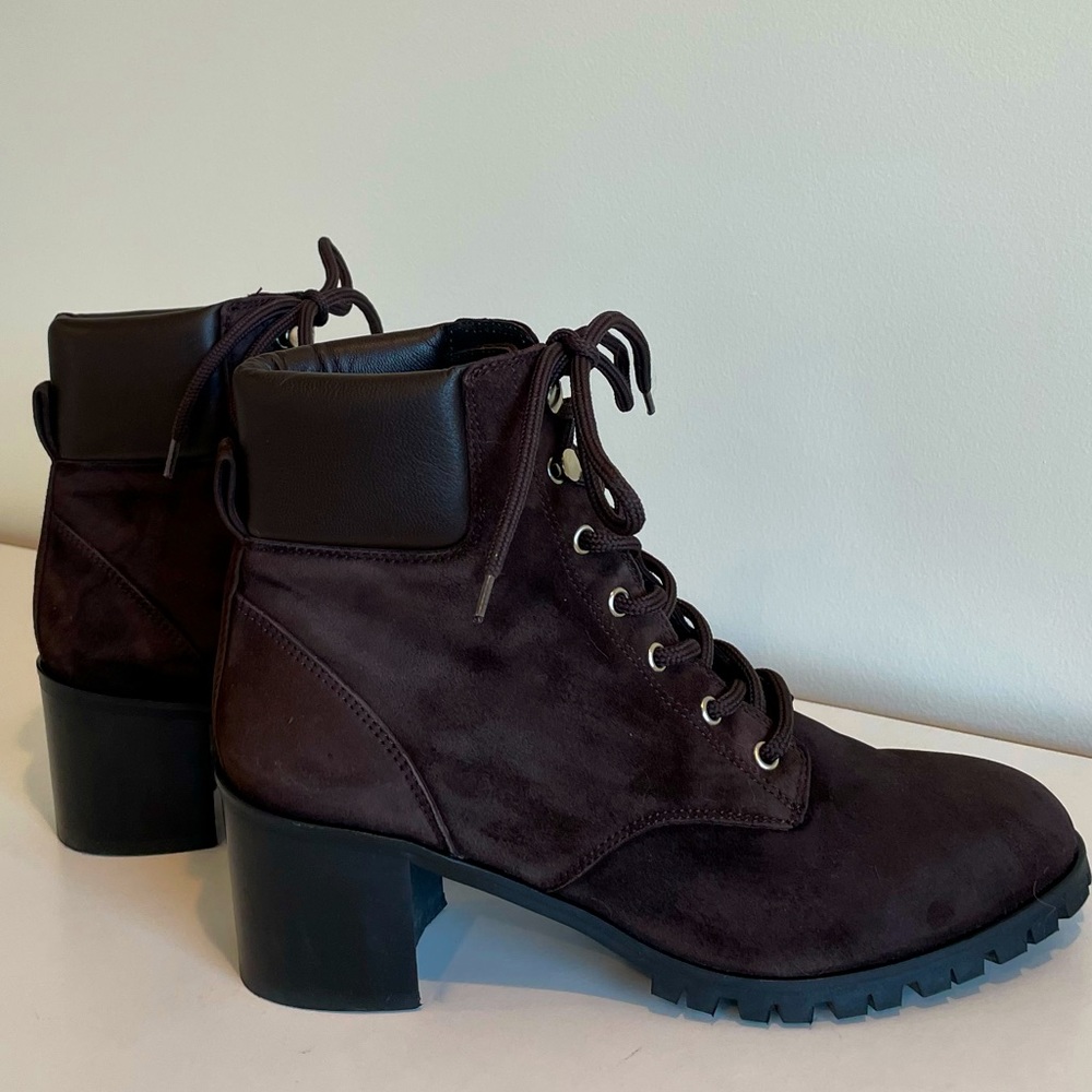 GRIGIARANCIO Chocolate Brown Boots Suede & Lace Up Ankle Size 10